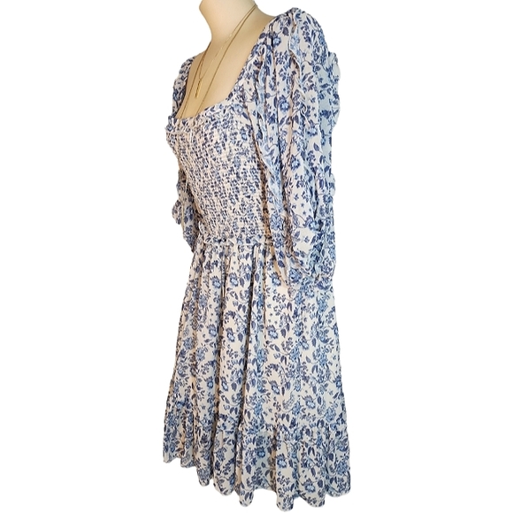 Super Natural by Secret Mission Chiffon smocked floral boho greenport dress - Picture 7 of 13